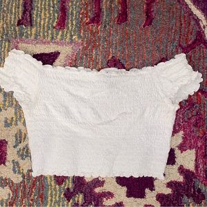 White Off The Shoulder Crop Top